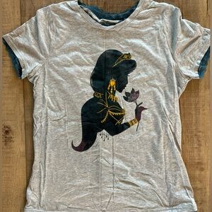Grey and teal Princess Jasmine tee-shirt with lace edging. Size small.